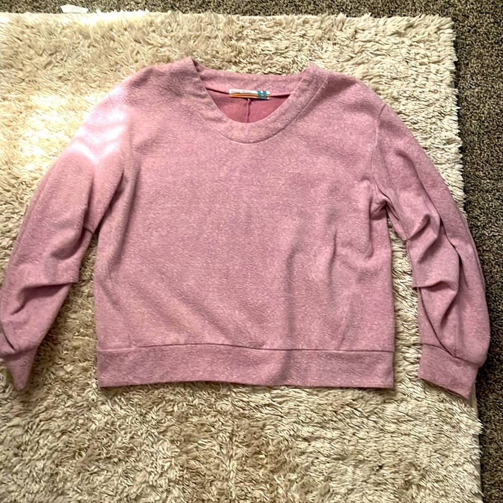 Vintage Havana  fuzzy ruffled crew neck